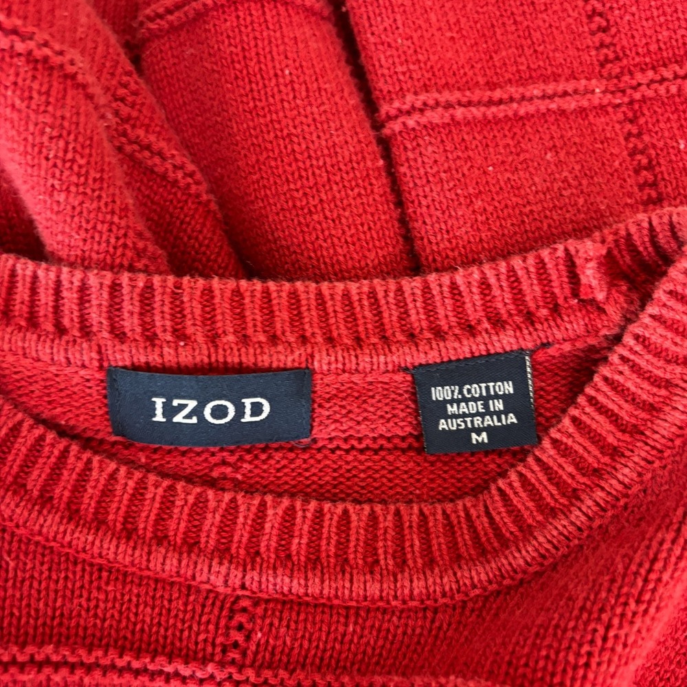 Vintage‎ IZOD Sweater Men's Medium Red Pattern Knit Pullover Box Pattern Casual - Picture 10 of 10